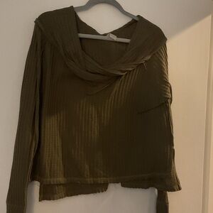 We The Free Khaki Textured Long Sleeve Top